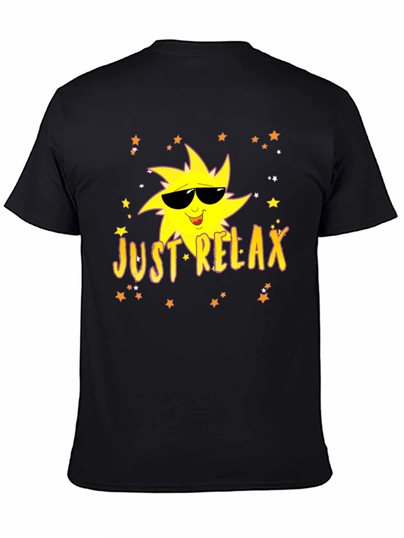 Just Relax Black T-Shirt - Smiley Sun
