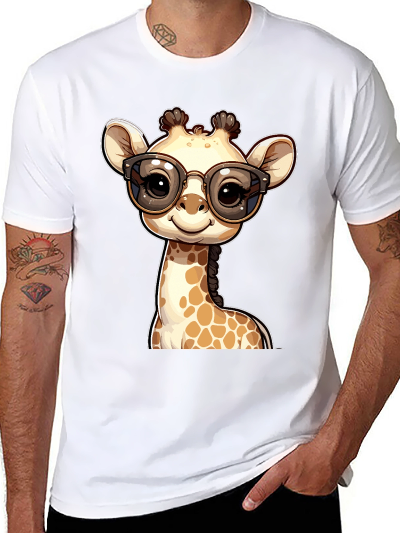Giraffe with Glasses Graphic Tee