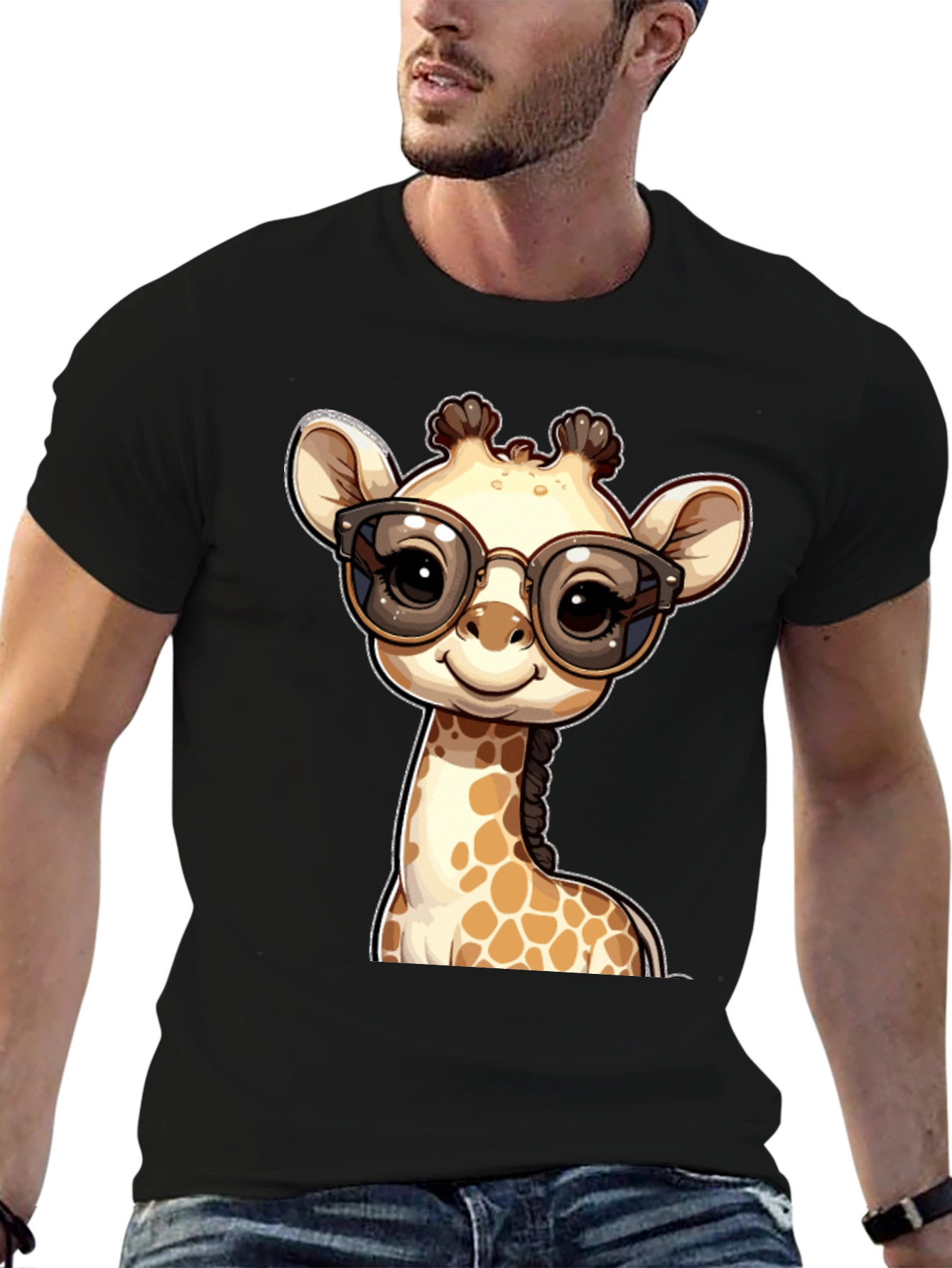 Giraffe with Glasses Graphic Tee
