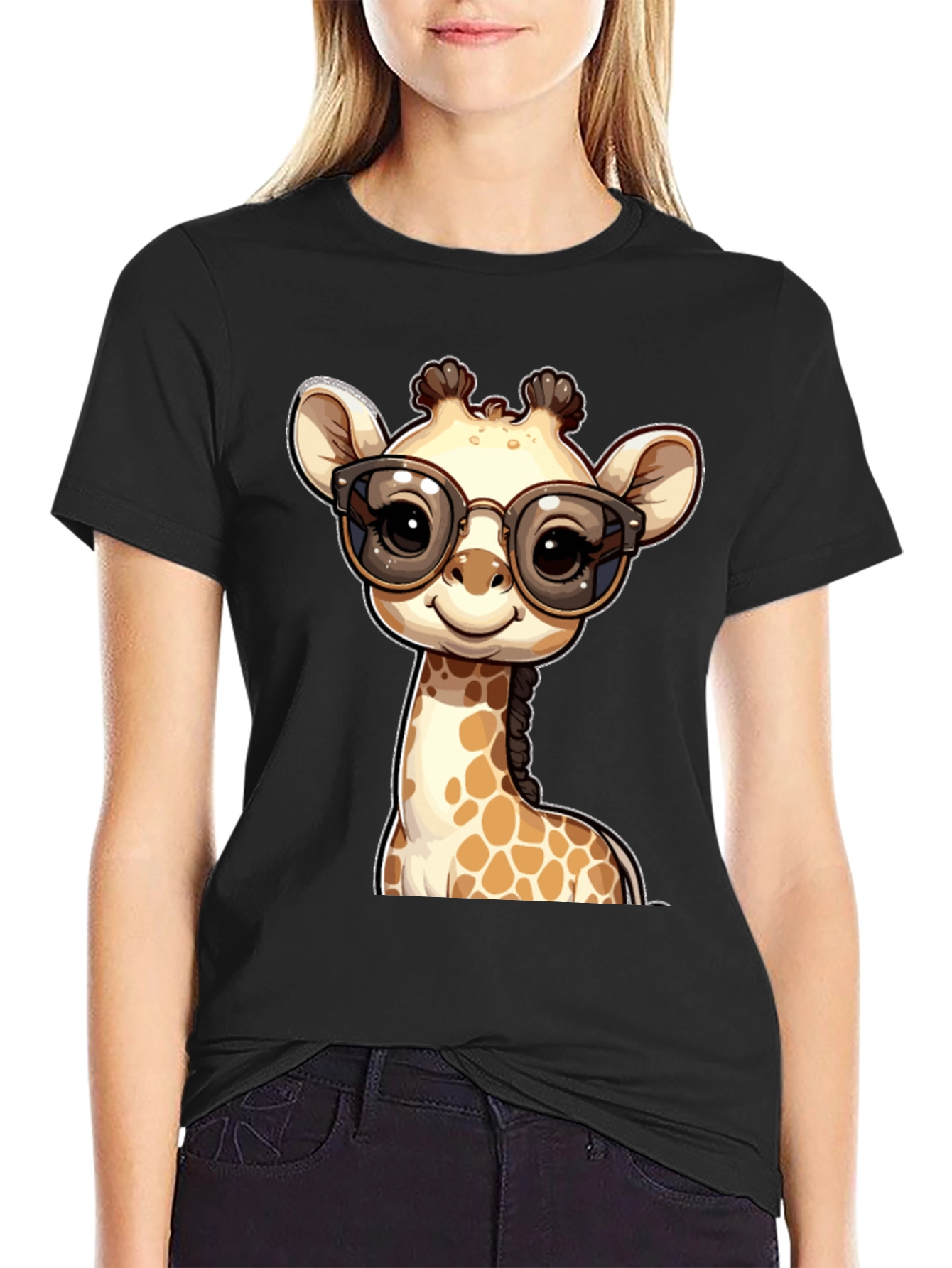 Giraffe with Glasses Graphic Tee