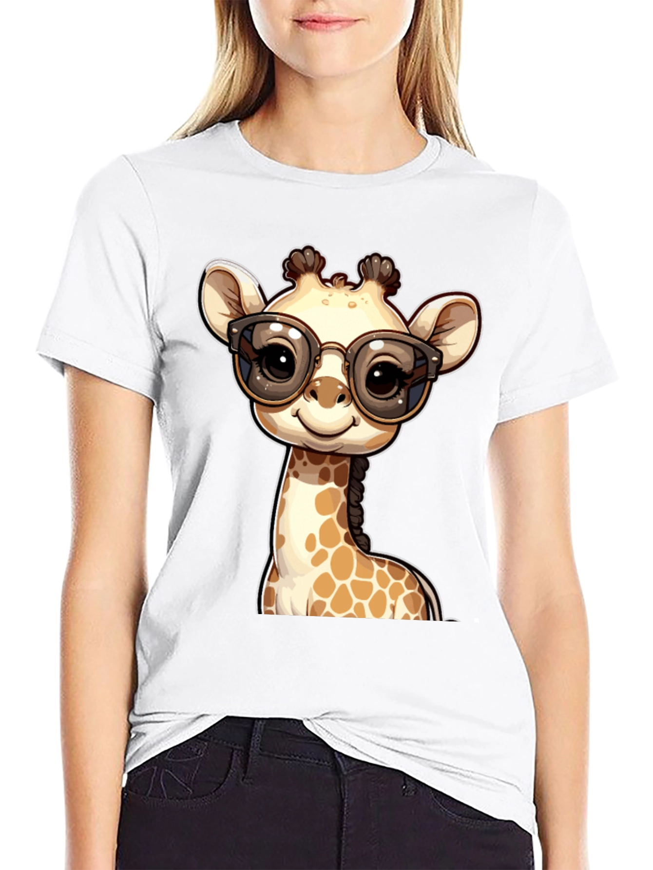 Giraffe with Glasses Graphic Tee
