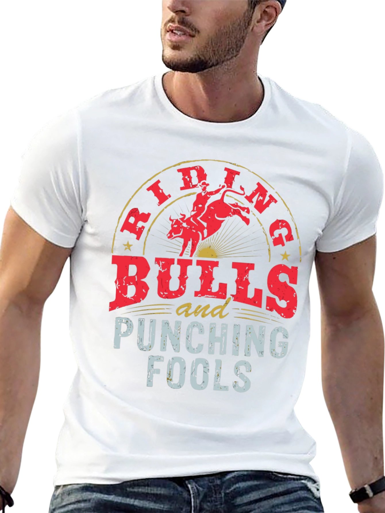 Riding Bulls and Punching Fools Black Tee