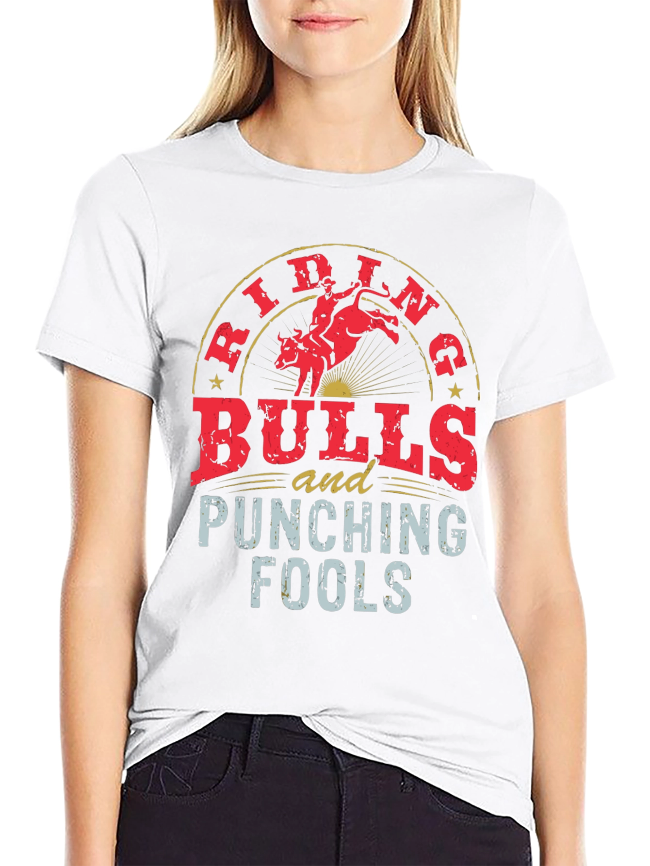 Riding Bulls and Punching Fools Black Tee