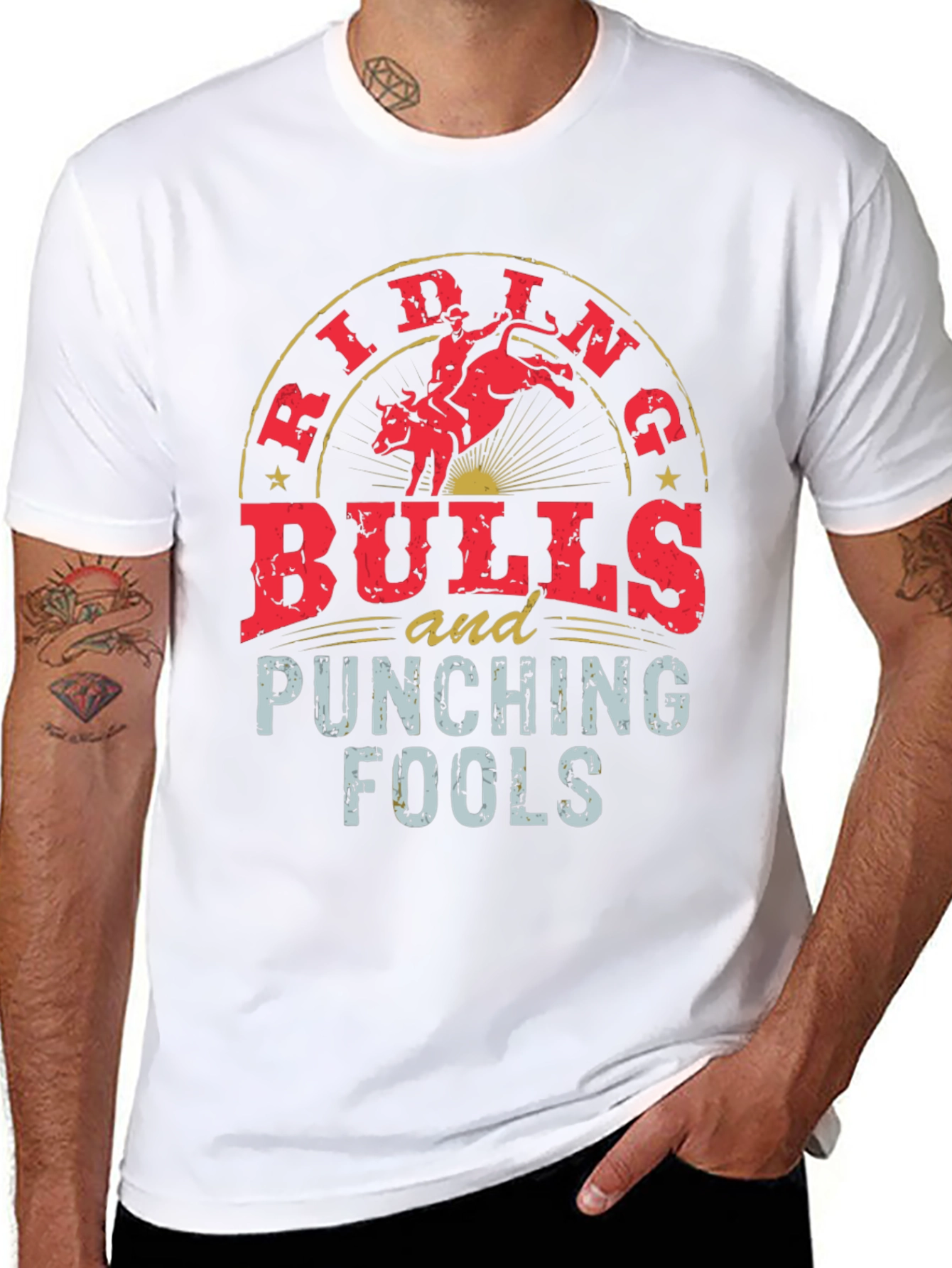 Riding Bulls and Punching Fools Black Tee
