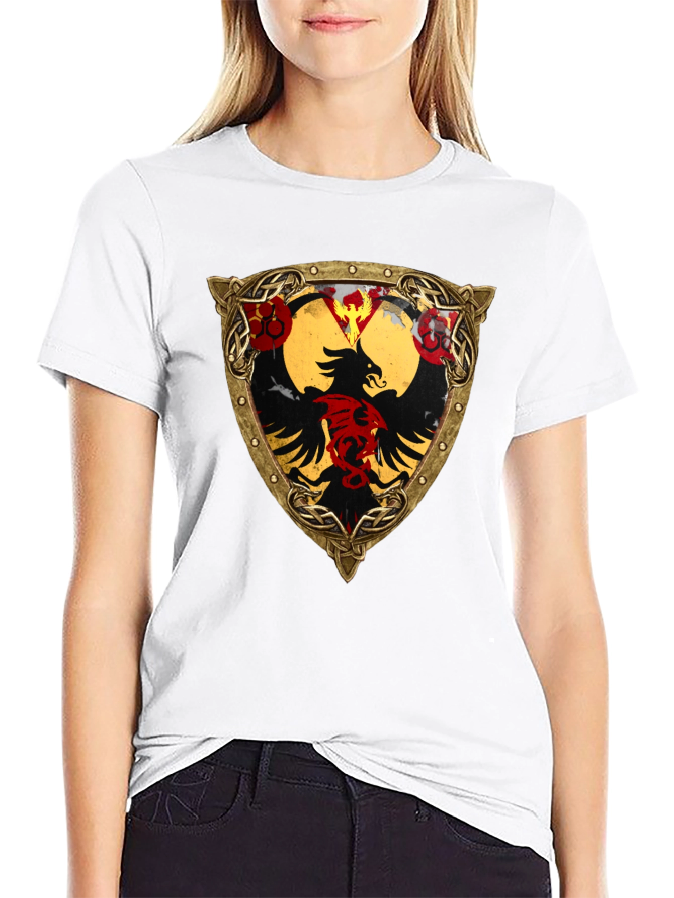 Embroidered Eagle Shield Graphic T-Shirt