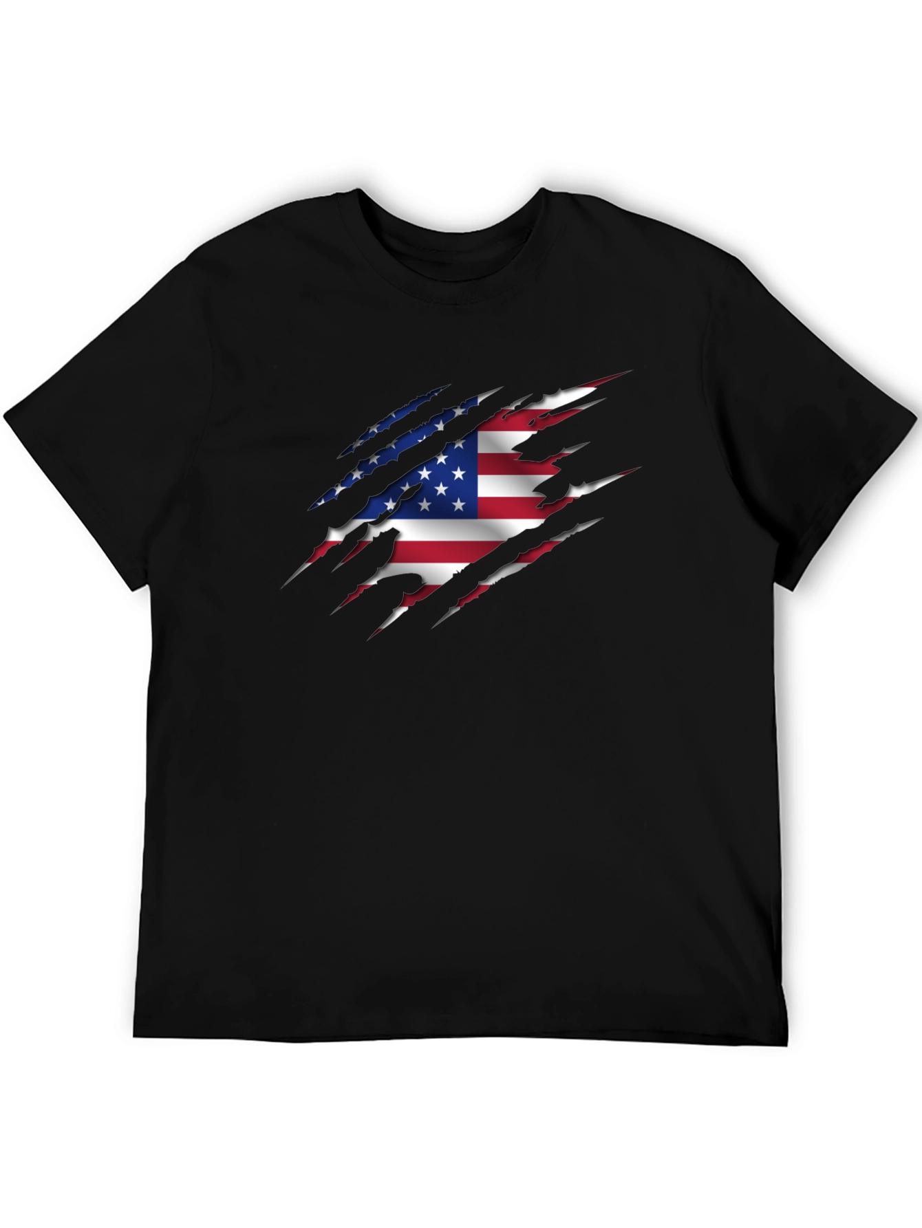 American Flag Ripped Graphic T-Shirt