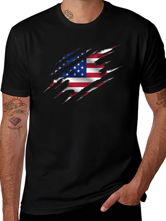 American Flag Ripped Graphic T-Shirt