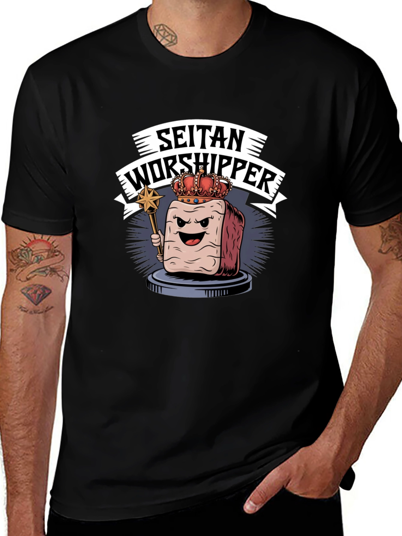 Seitan Worshipper Graphic Tee - Funny Vegan T-Shirt