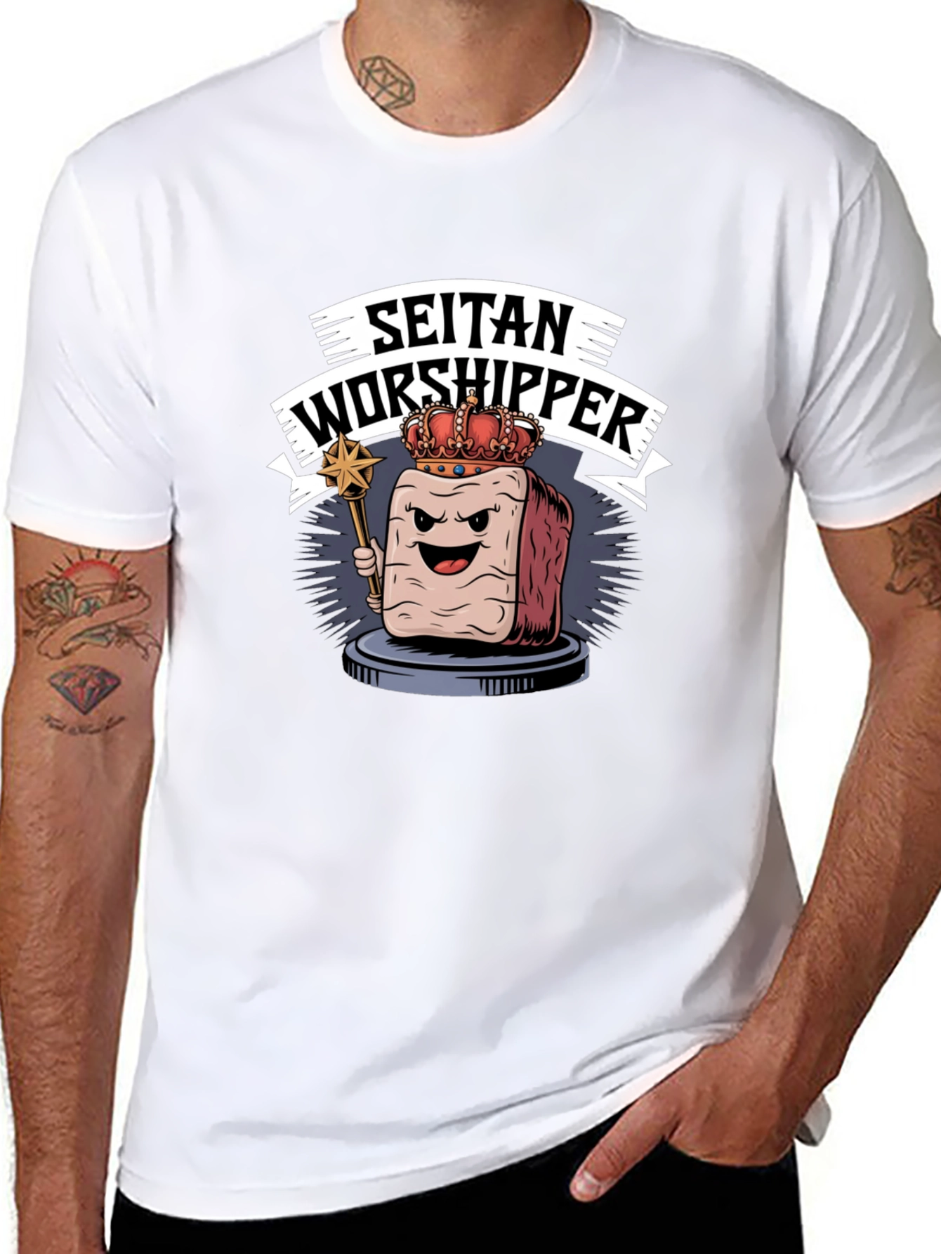 Seitan Worshipper Graphic Tee - Funny Vegan T-Shirt