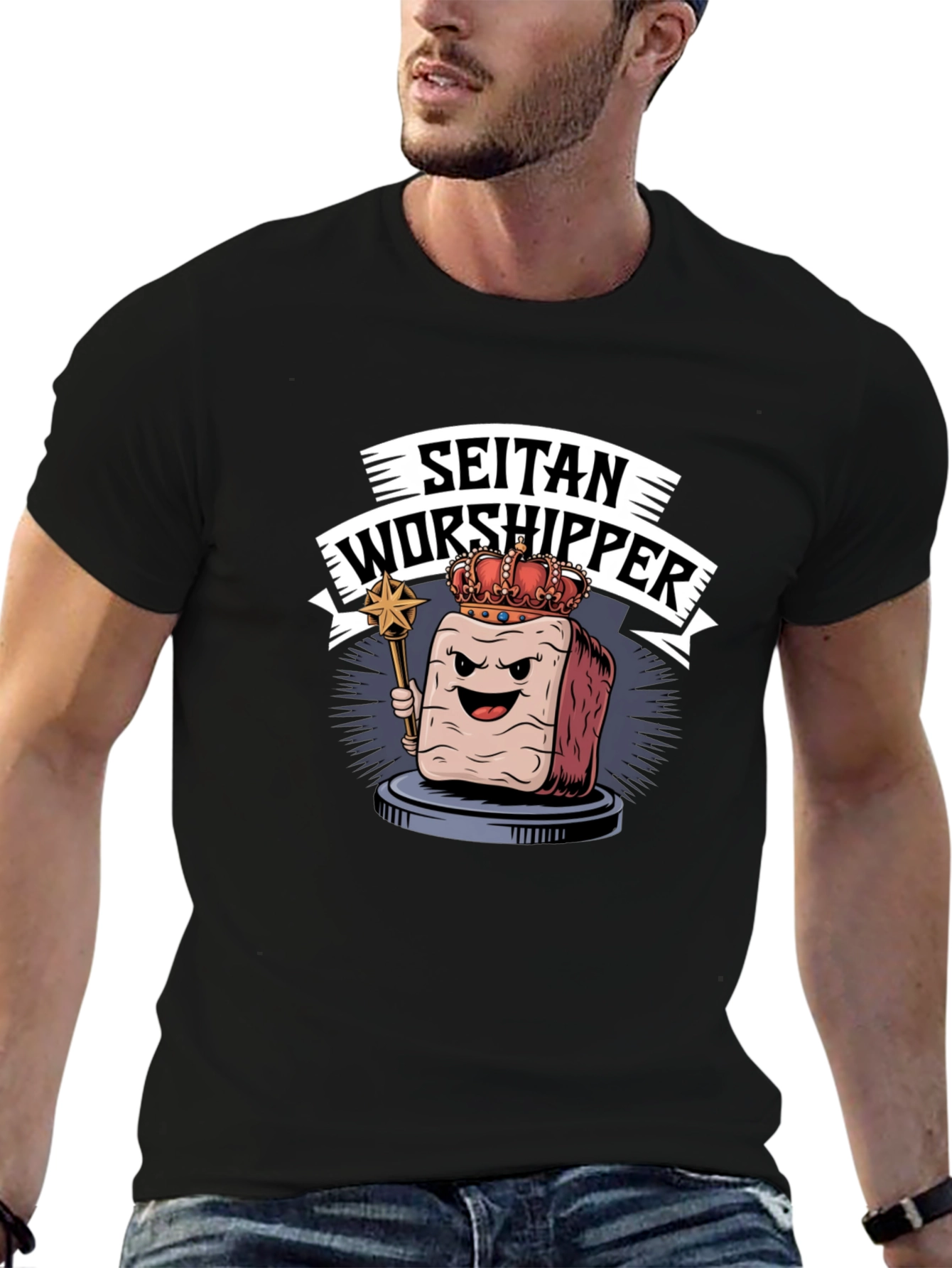 Seitan Worshipper Graphic Tee - Funny Vegan T-Shirt