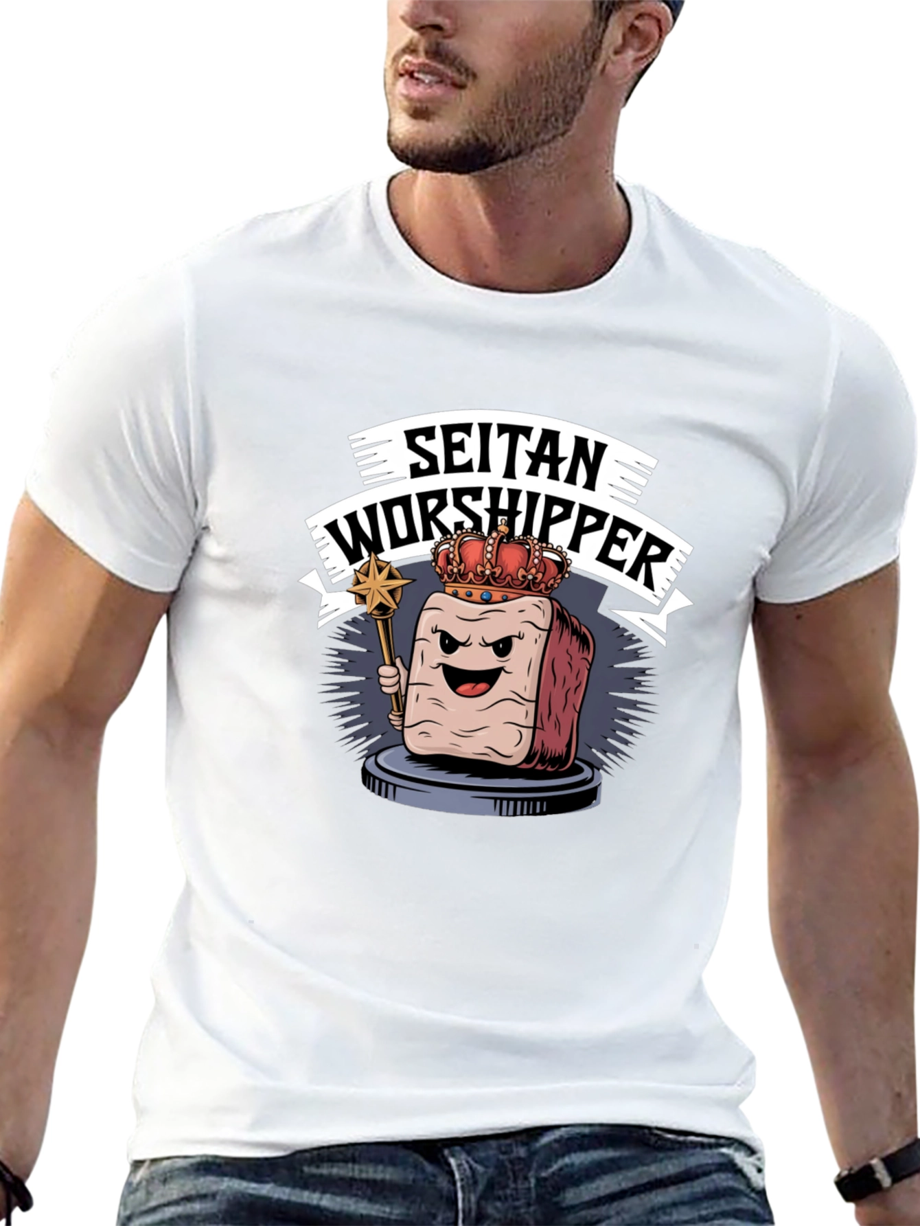 Seitan Worshipper Graphic Tee - Funny Vegan T-Shirt