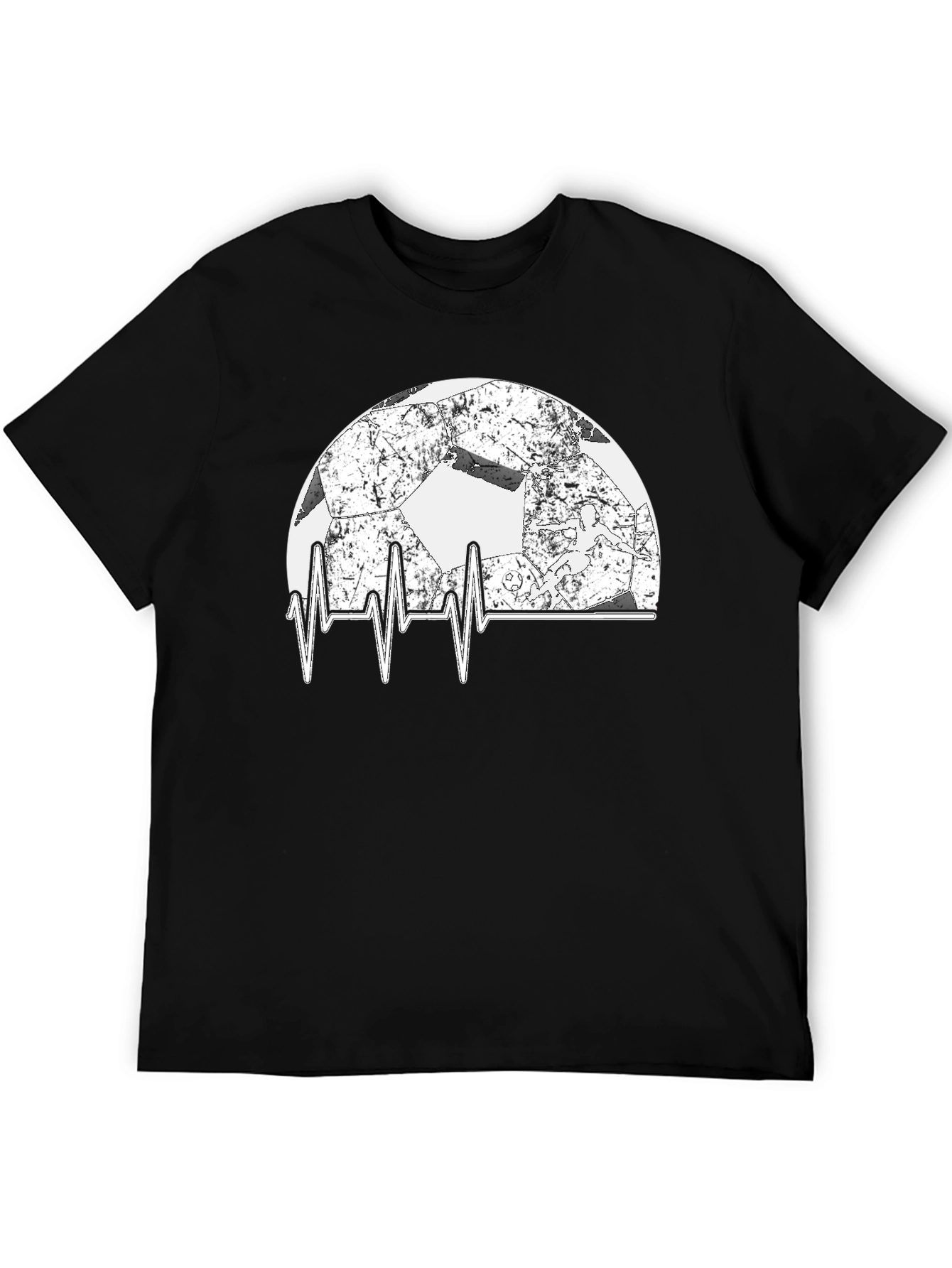 Soccer Heartbeat T-Shirt - Black Graphic Tee