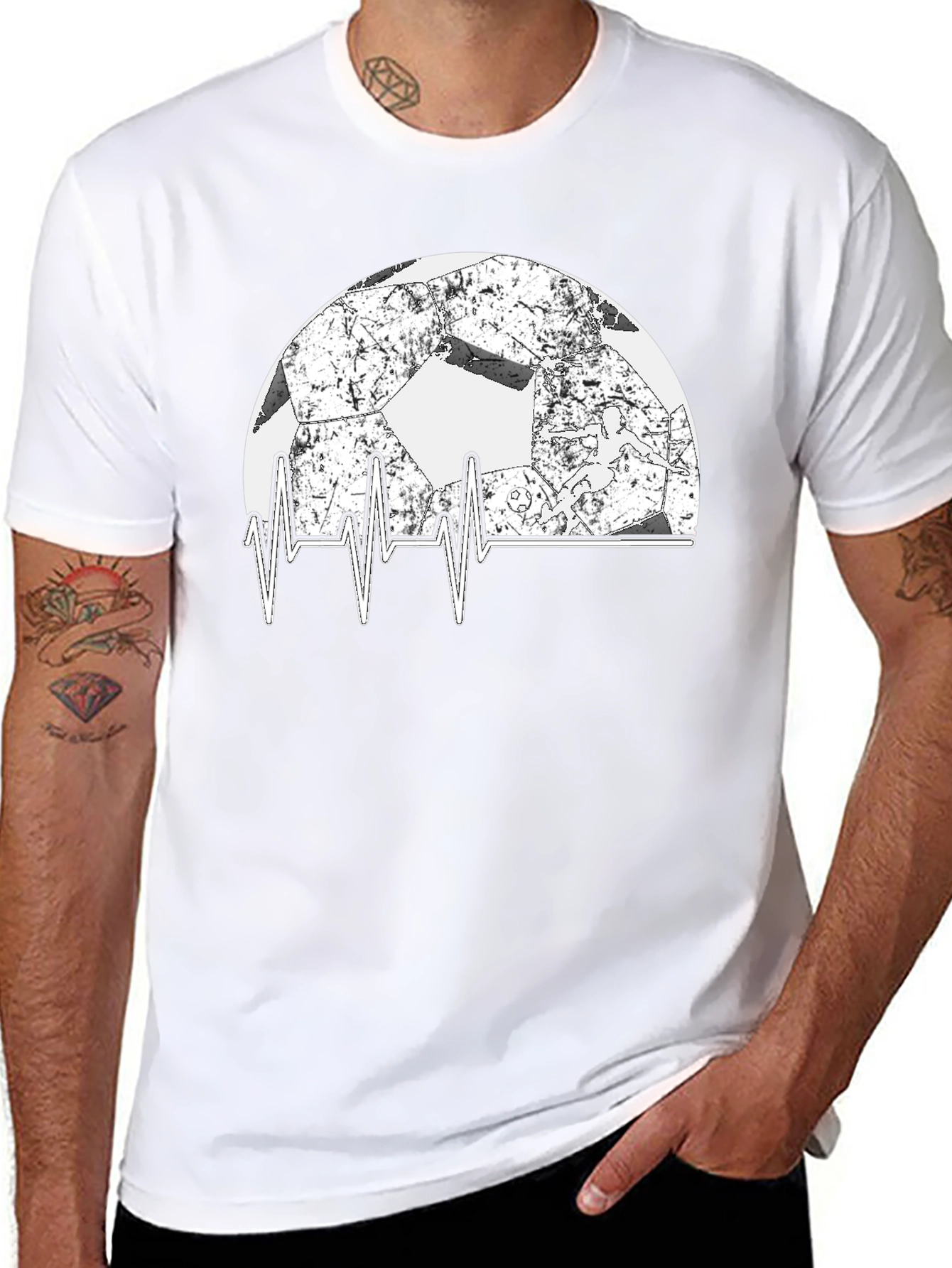 Soccer Heartbeat T-Shirt - Black Graphic Tee
