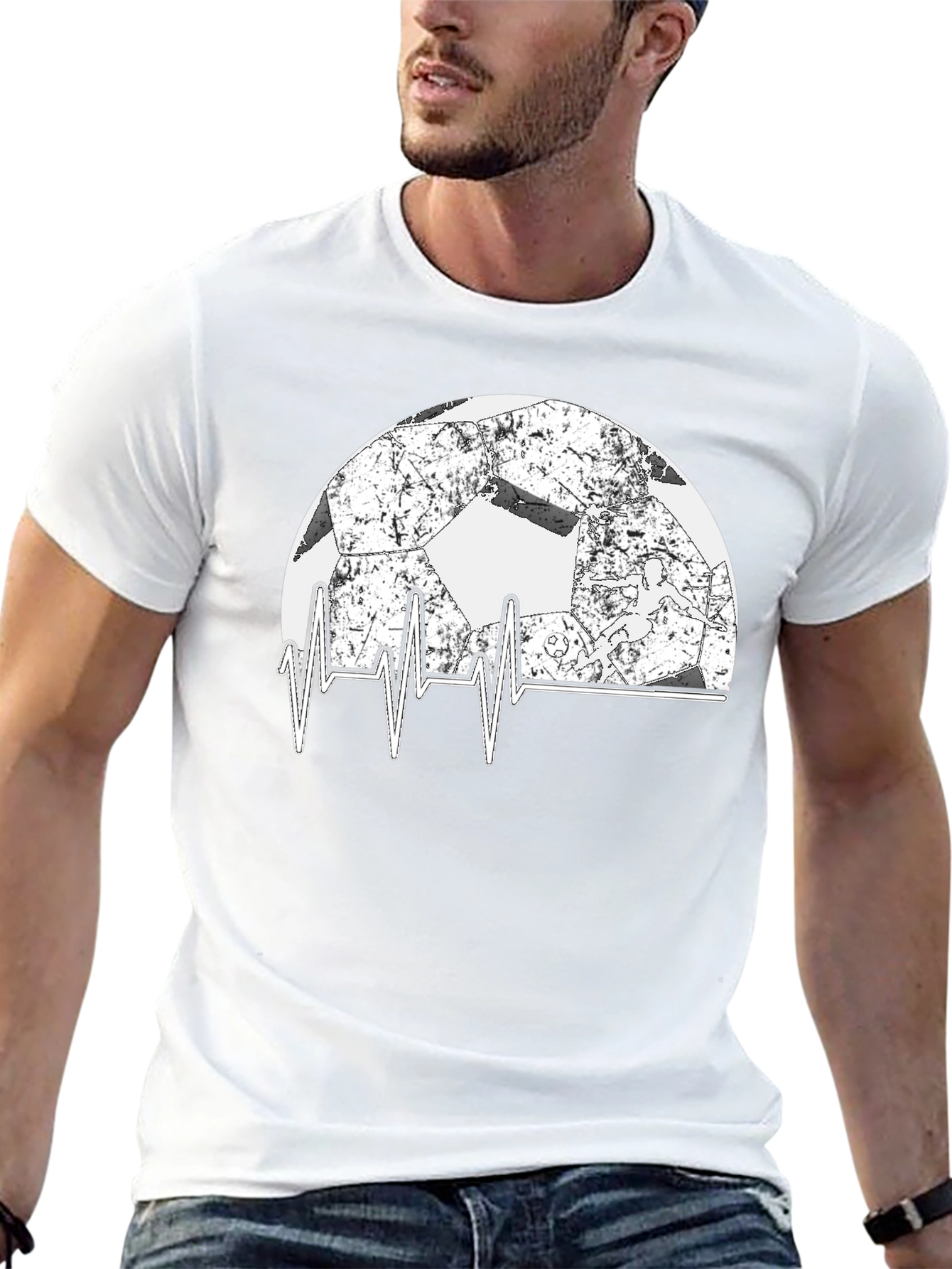 Soccer Heartbeat T-Shirt - Black Graphic Tee