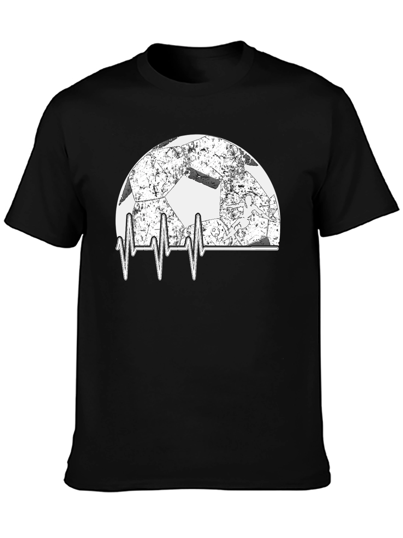 Soccer Heartbeat T-Shirt - Black Graphic Tee