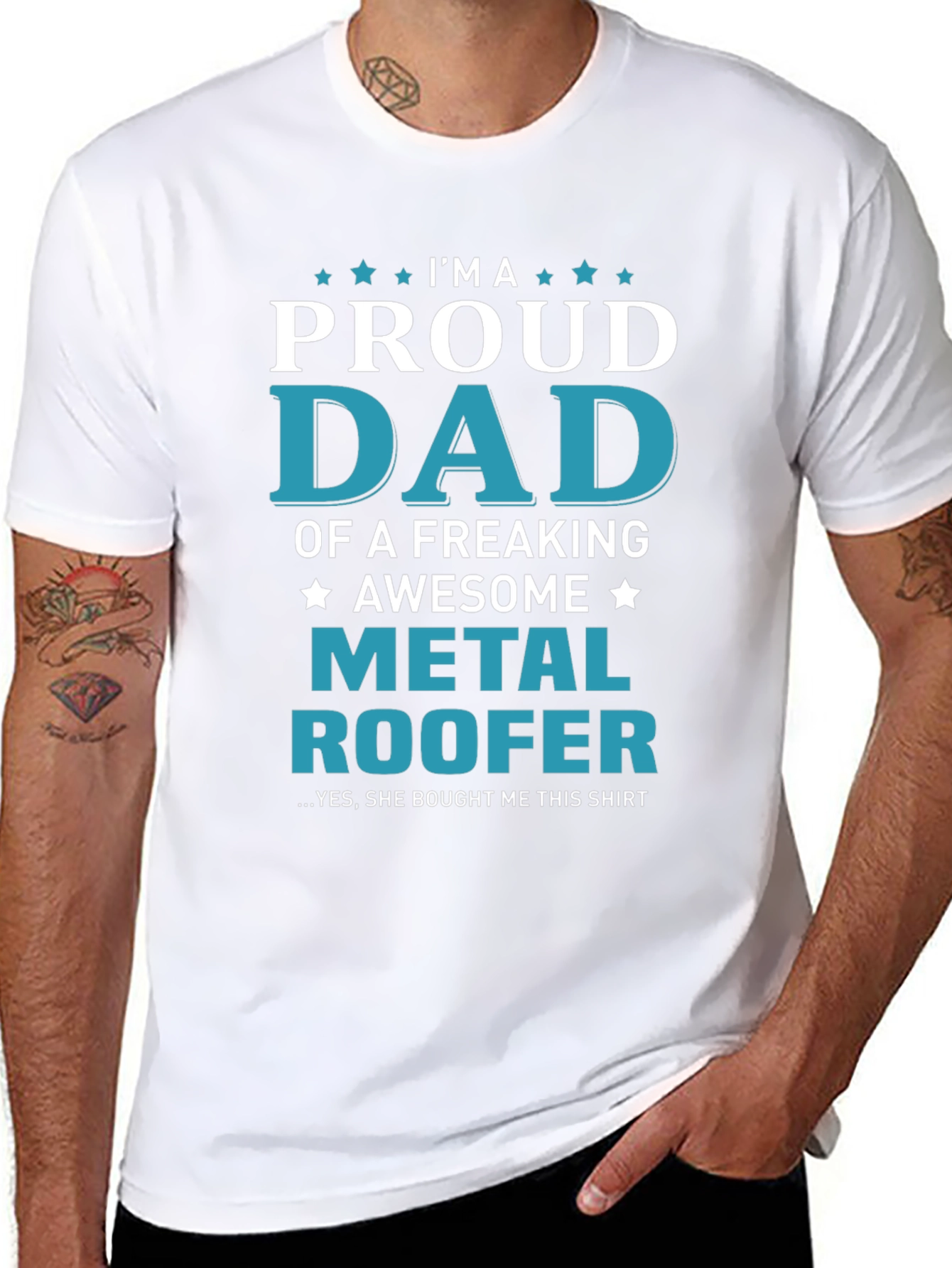 Proud Dad Metal Roofer Graphic Tee