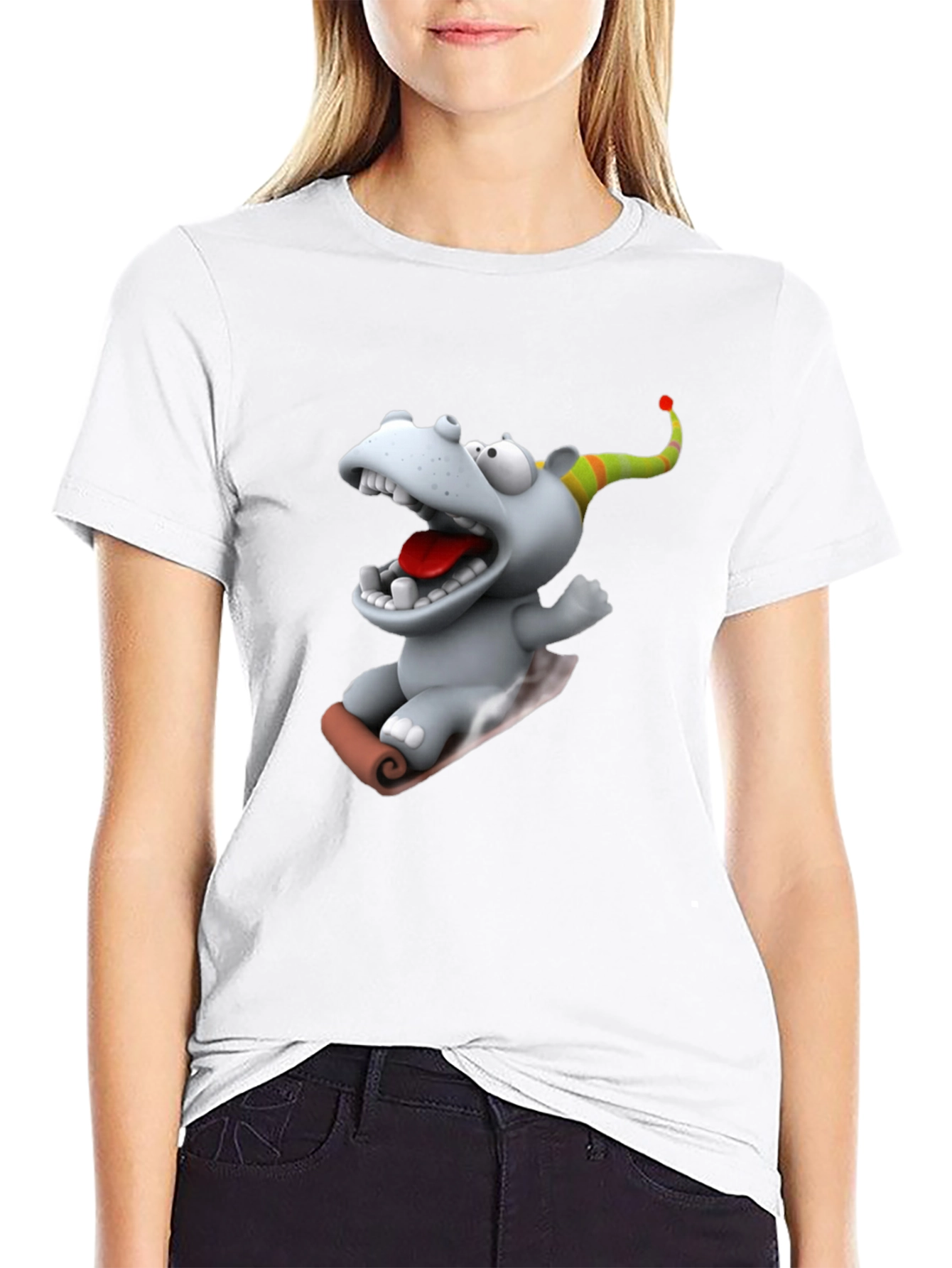 Cartoon Hippo T-Shirt - Fun Graphic Tee