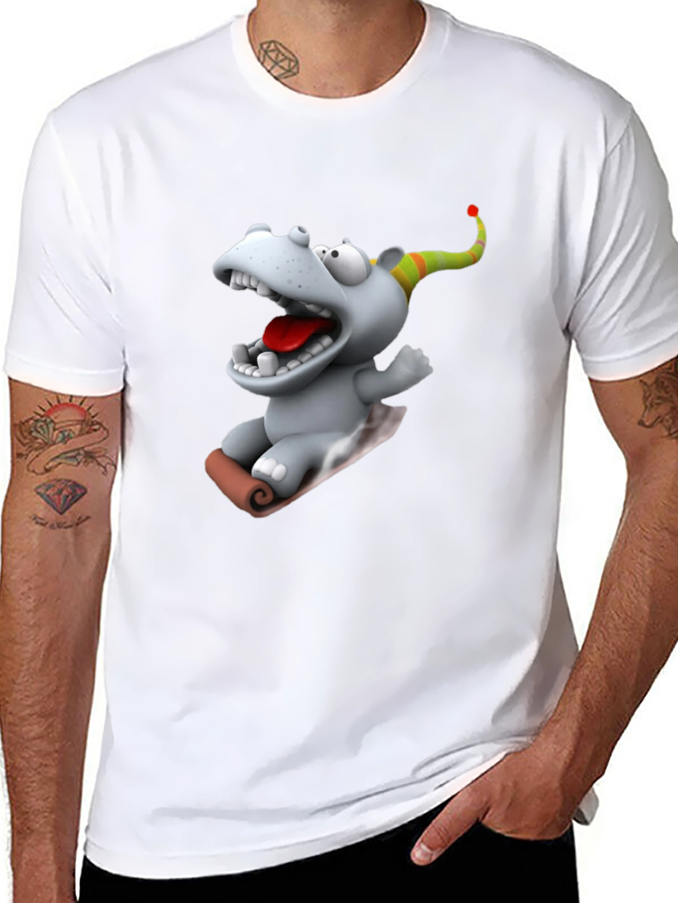 Cartoon Hippo T-Shirt - Fun Graphic Tee