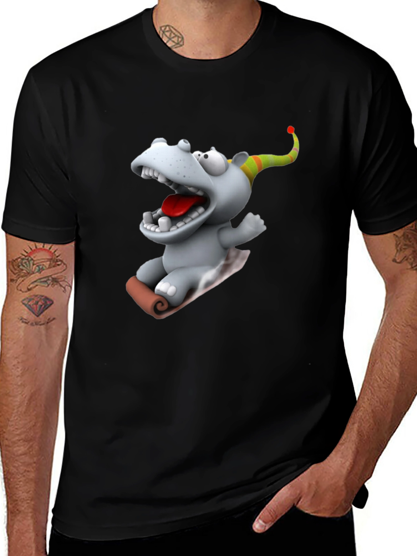 Cartoon Hippo T-Shirt - Fun Graphic Tee
