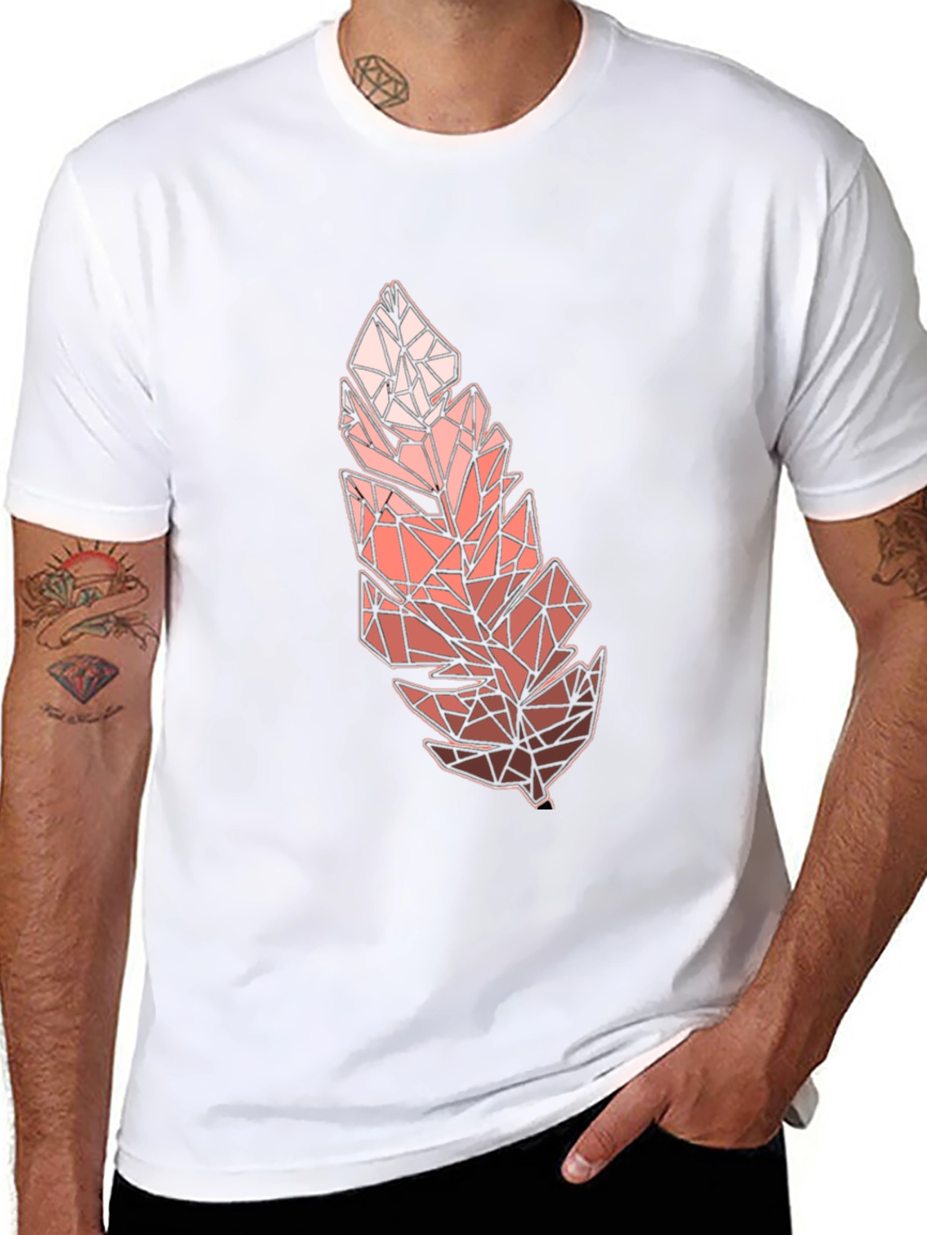 Geometric Feather Graphic Tee - Modern Menswear