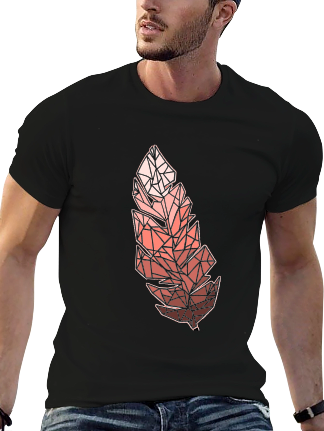 Geometric Feather Graphic Tee - Modern Menswear