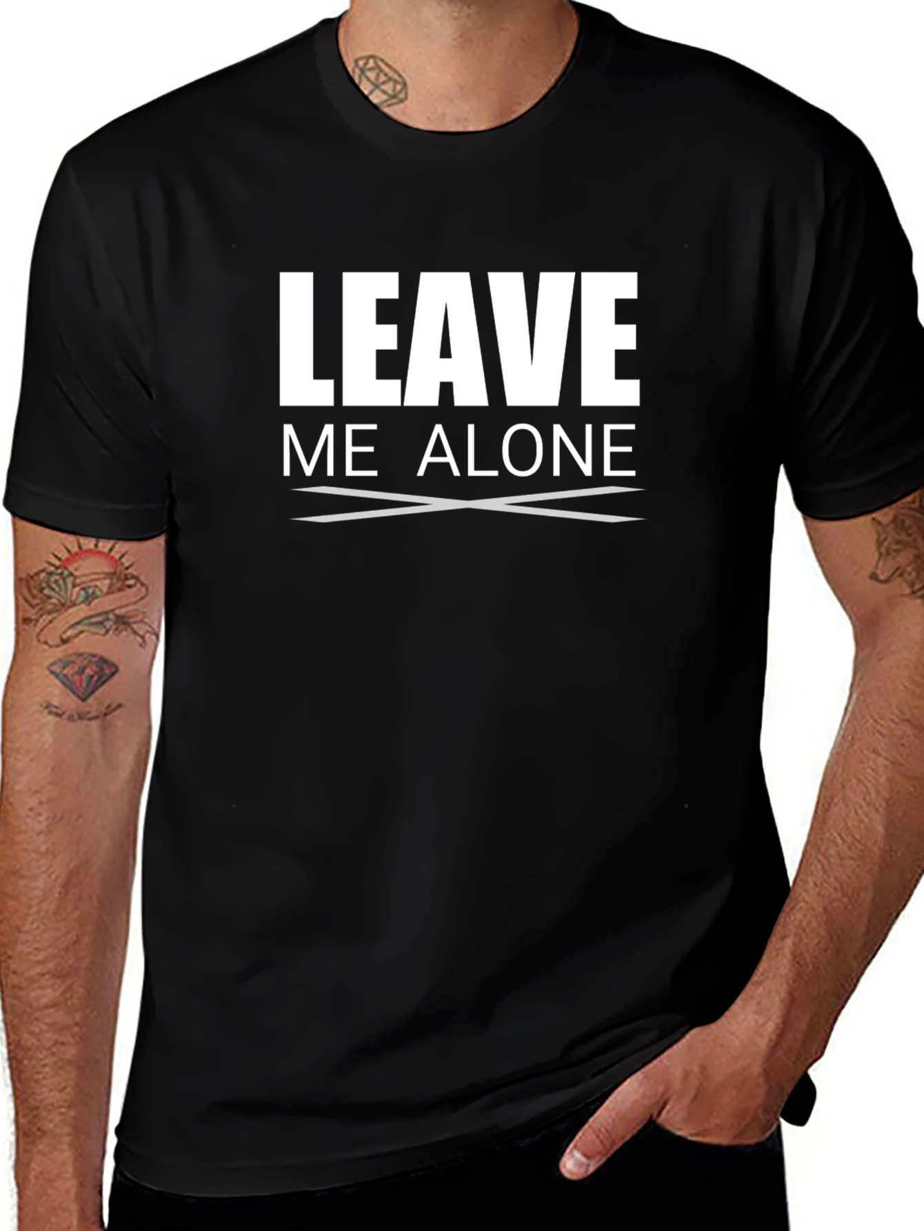 Leave Me Alone Graphic Tee - Black Cotton T-Shirt