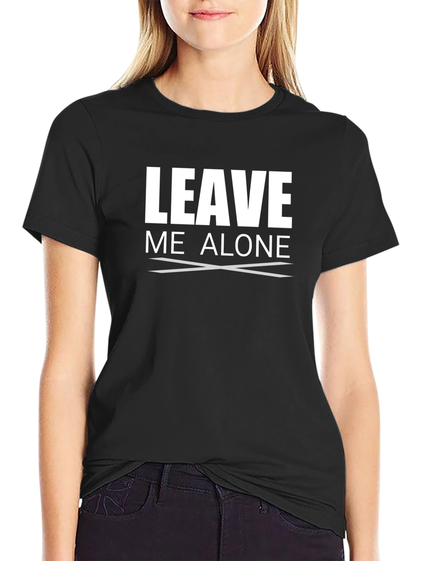 Leave Me Alone Graphic Tee - Black Cotton T-Shirt