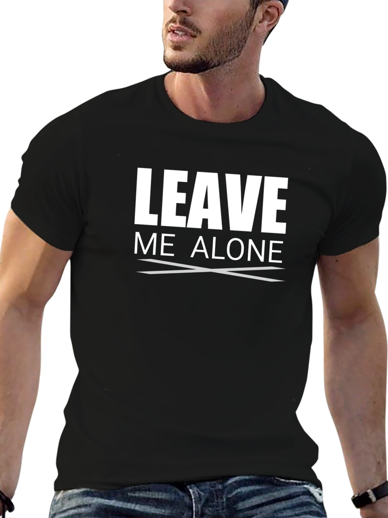 Leave Me Alone Graphic Tee - Black Cotton T-Shirt