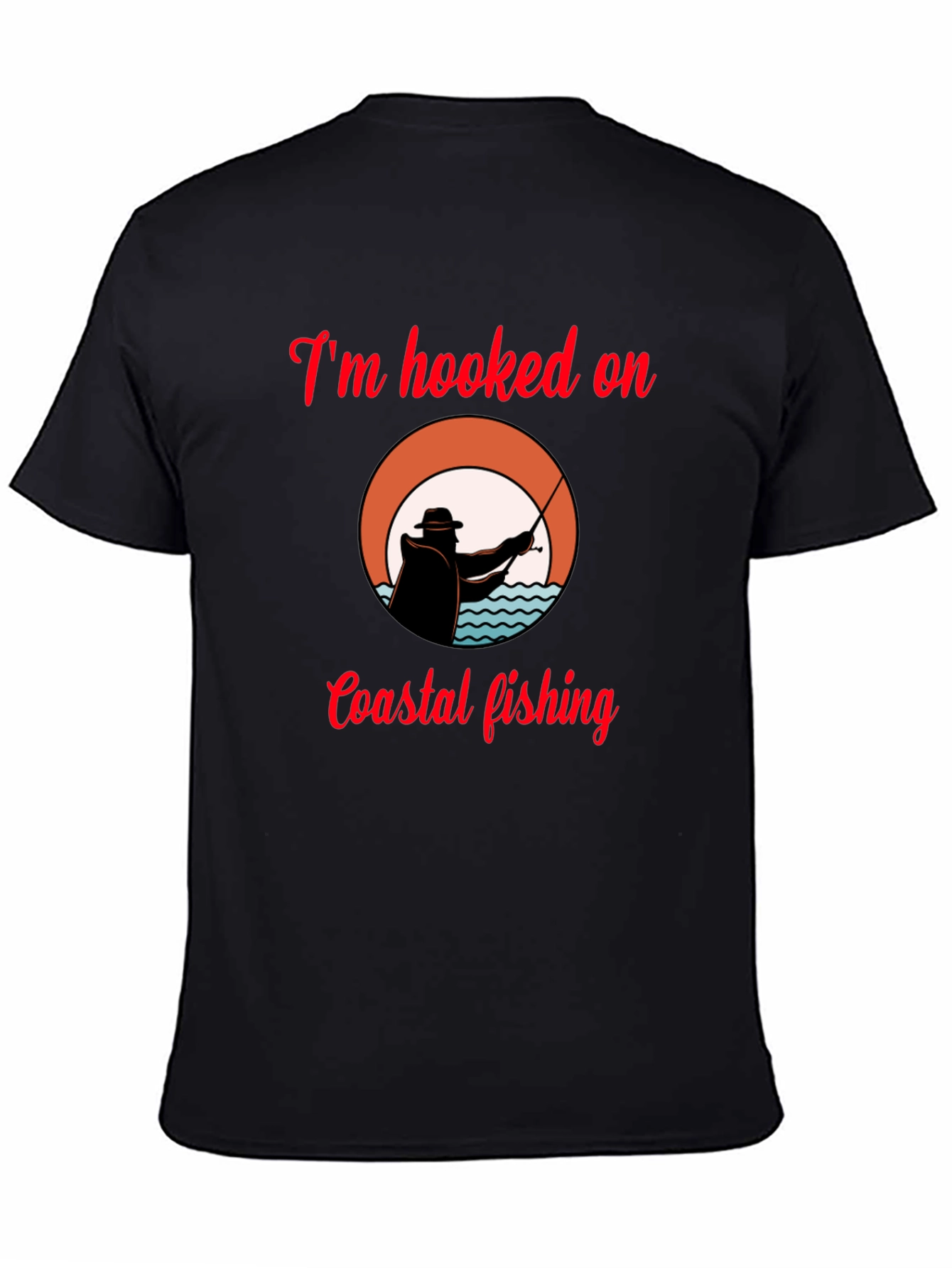 Hooked on Coastal Fishing T-Shirt - Black