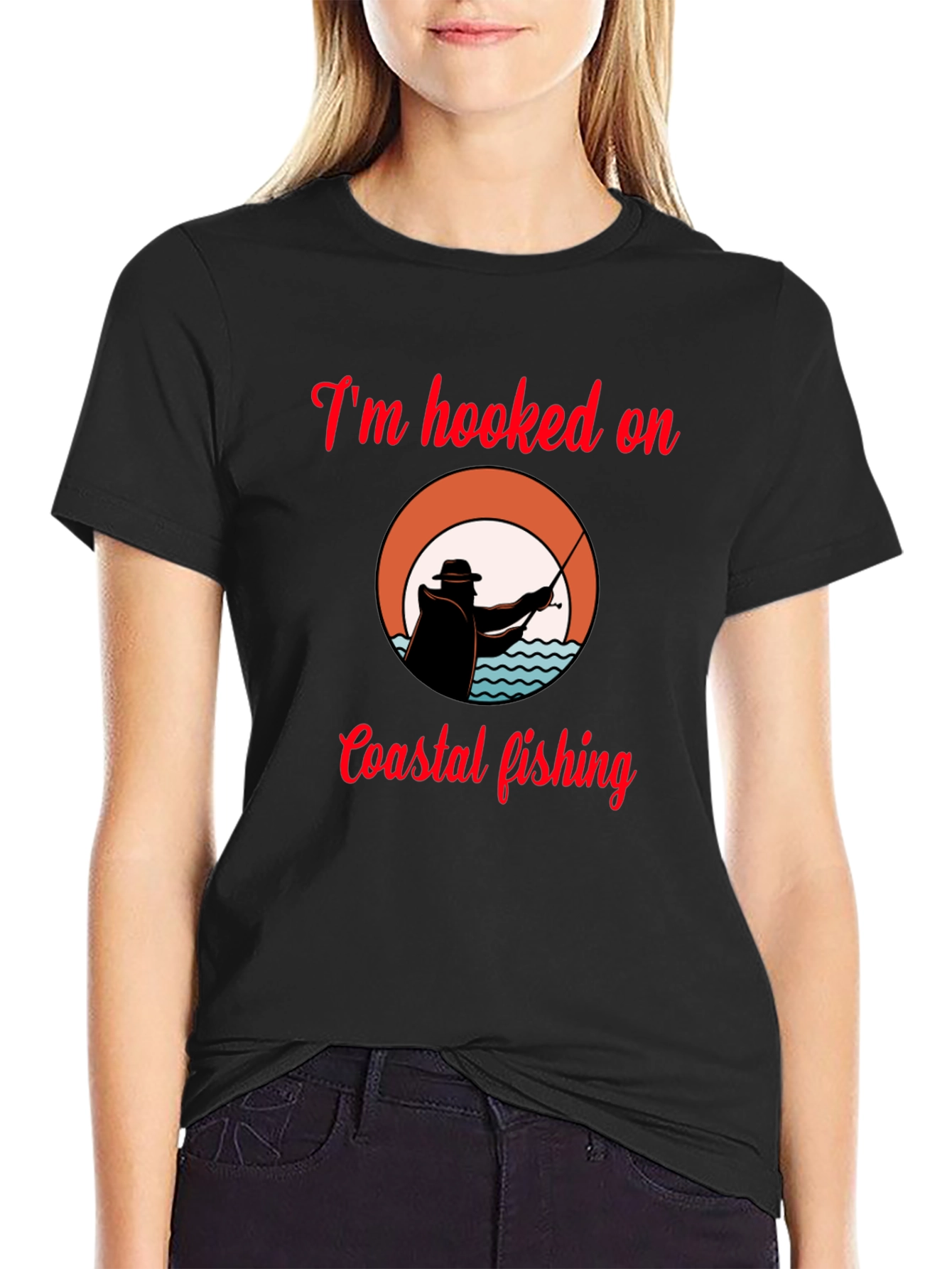 Hooked on Coastal Fishing T-Shirt - Black