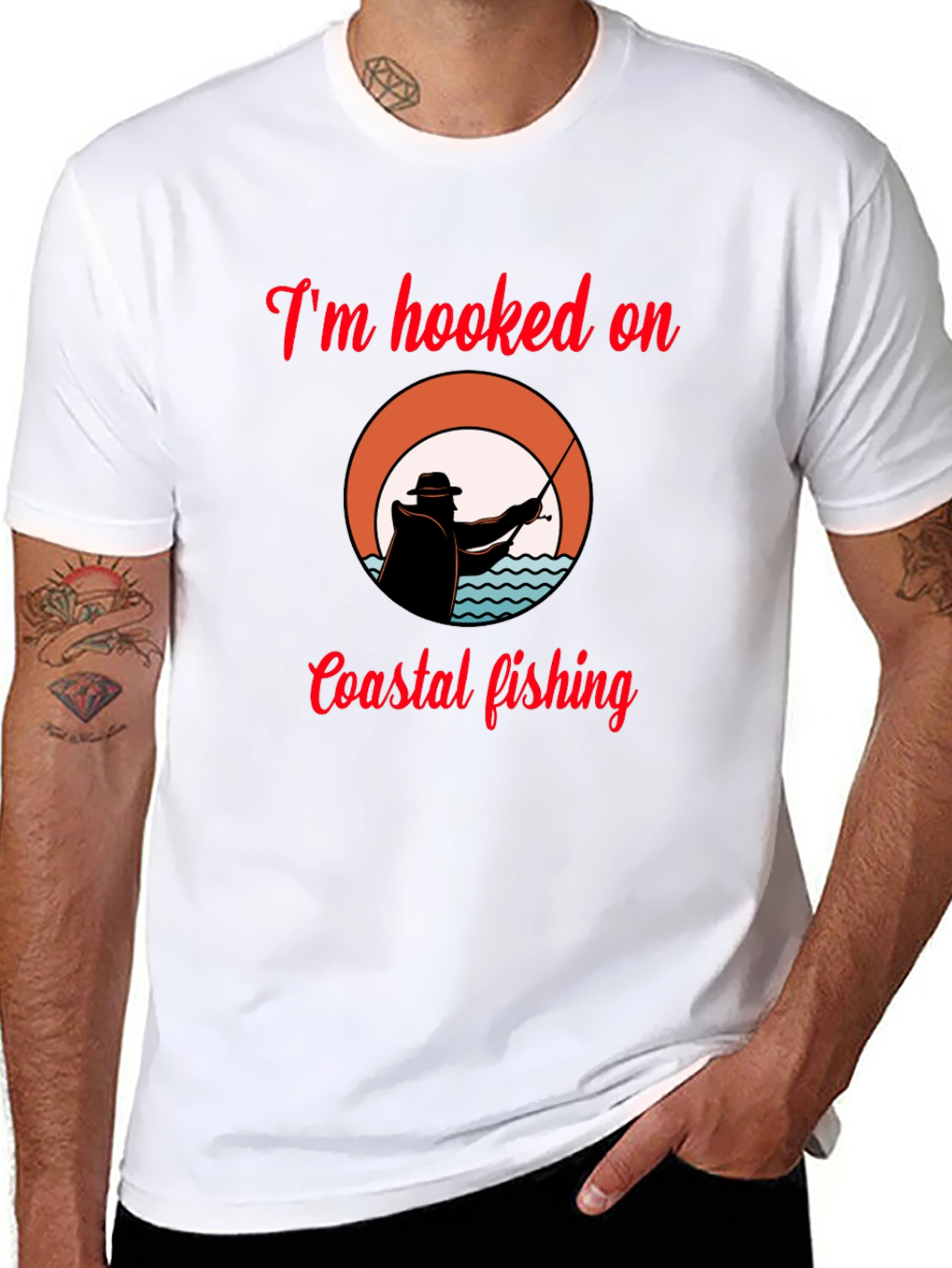 Hooked on Coastal Fishing T-Shirt - Black