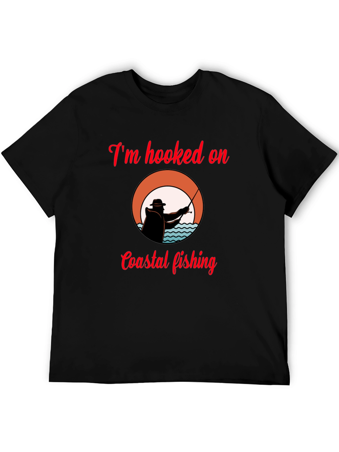 Hooked on Coastal Fishing T-Shirt - Black