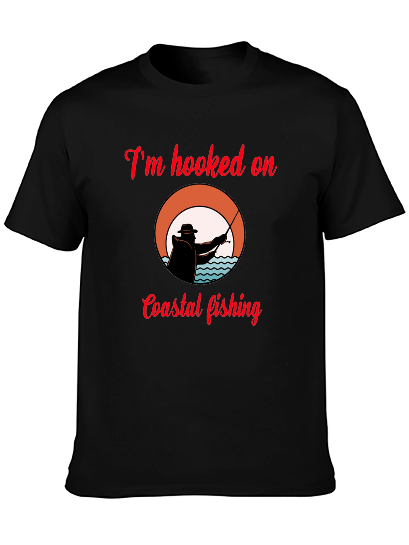 Hooked on Coastal Fishing T-Shirt - Black