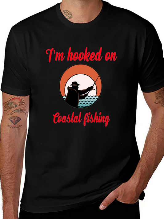 Hooked on Coastal Fishing T-Shirt - Black