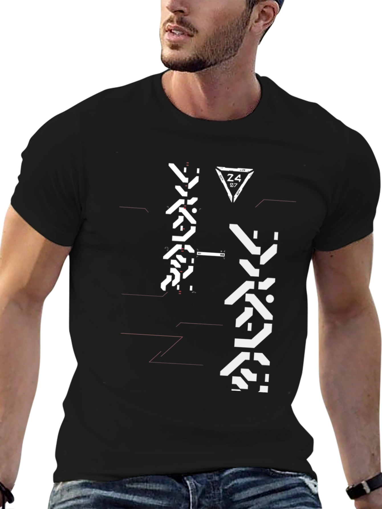 Techwear Graphic Tee - Black Futuristic Design