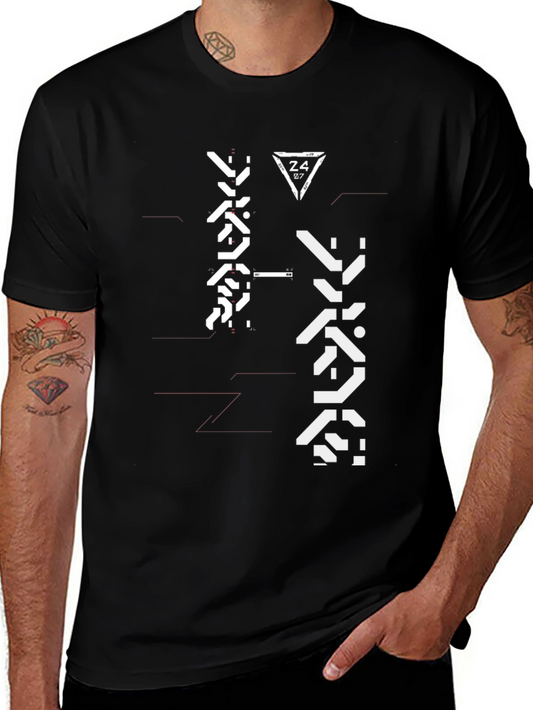 Techwear Graphic Tee - Black Futuristic Design