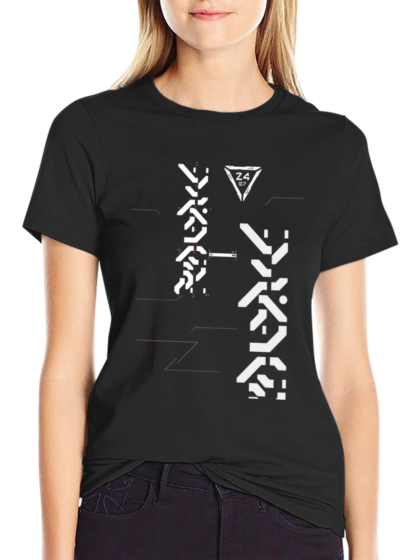 Techwear Graphic Tee - Black Futuristic Design