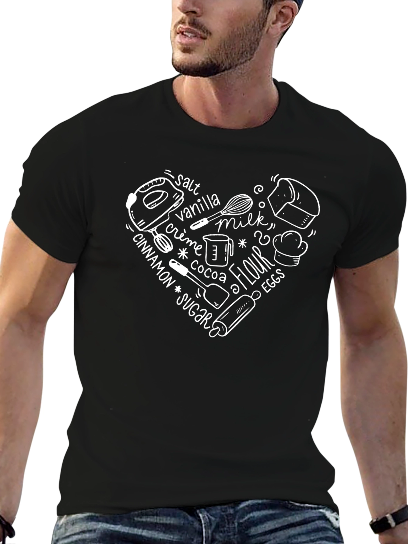 Bakers Heart Graphic Tee - Baking Ingredients Design
