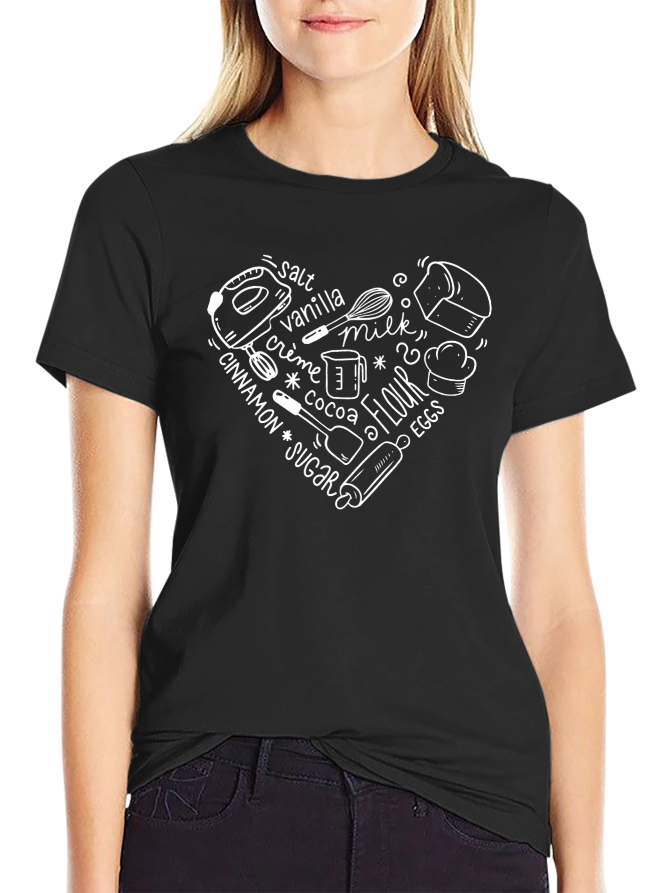 Bakers Heart Graphic Tee - Baking Ingredients Design