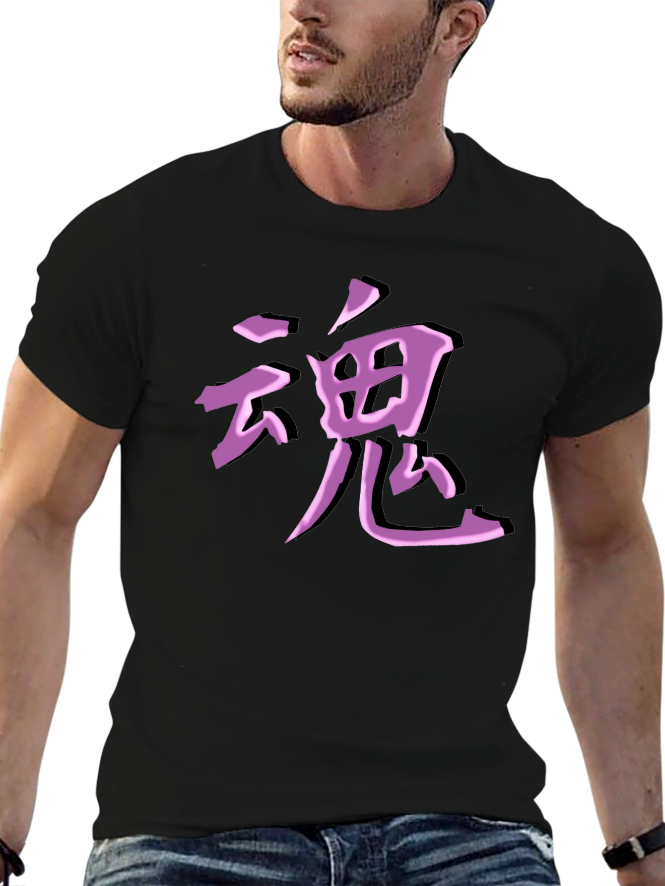 Kanji Graphic Tee - Black Cotton Blend