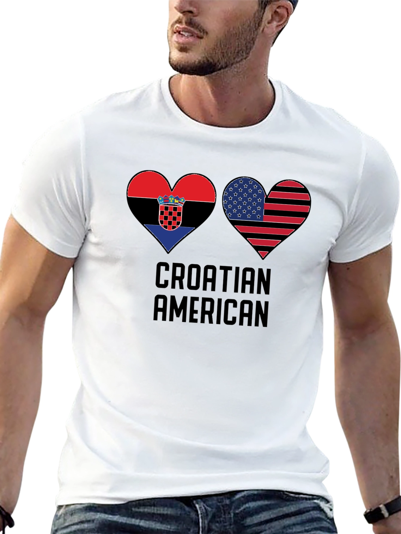 Croatia USA Heart Pride T-Shirt - Croatian American