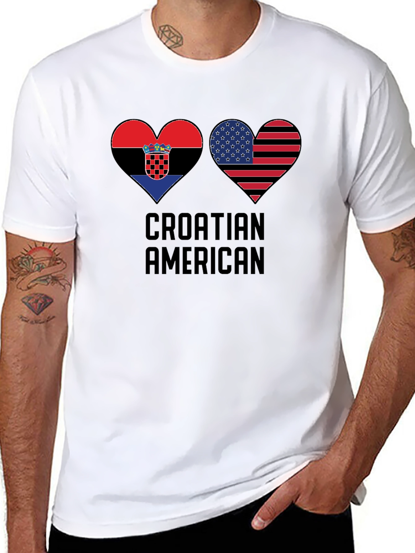 Croatia USA Heart Pride T-Shirt - Croatian American