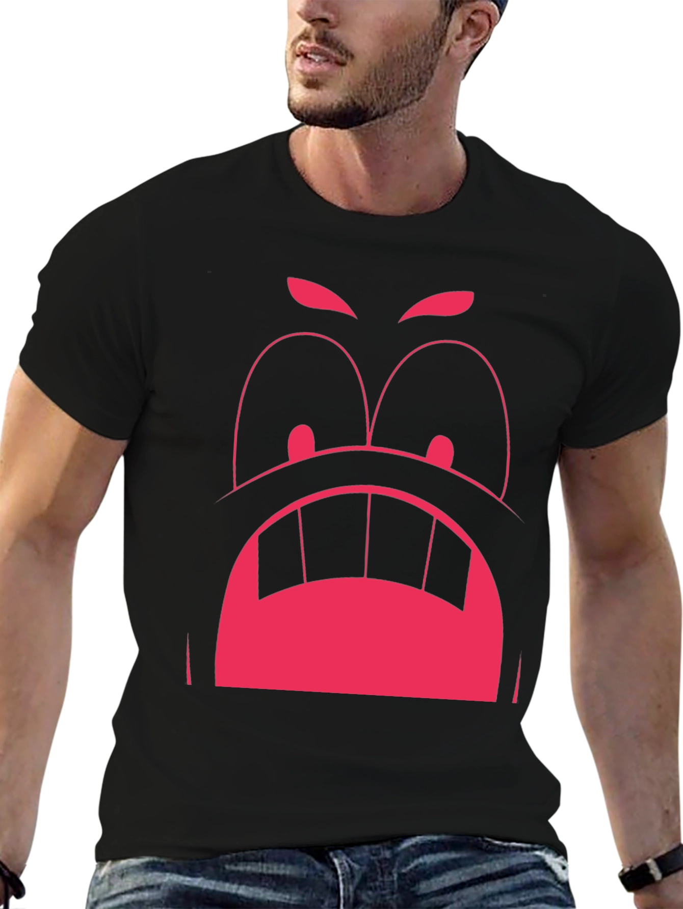 Funny Graphic Tee: Angry Face Design