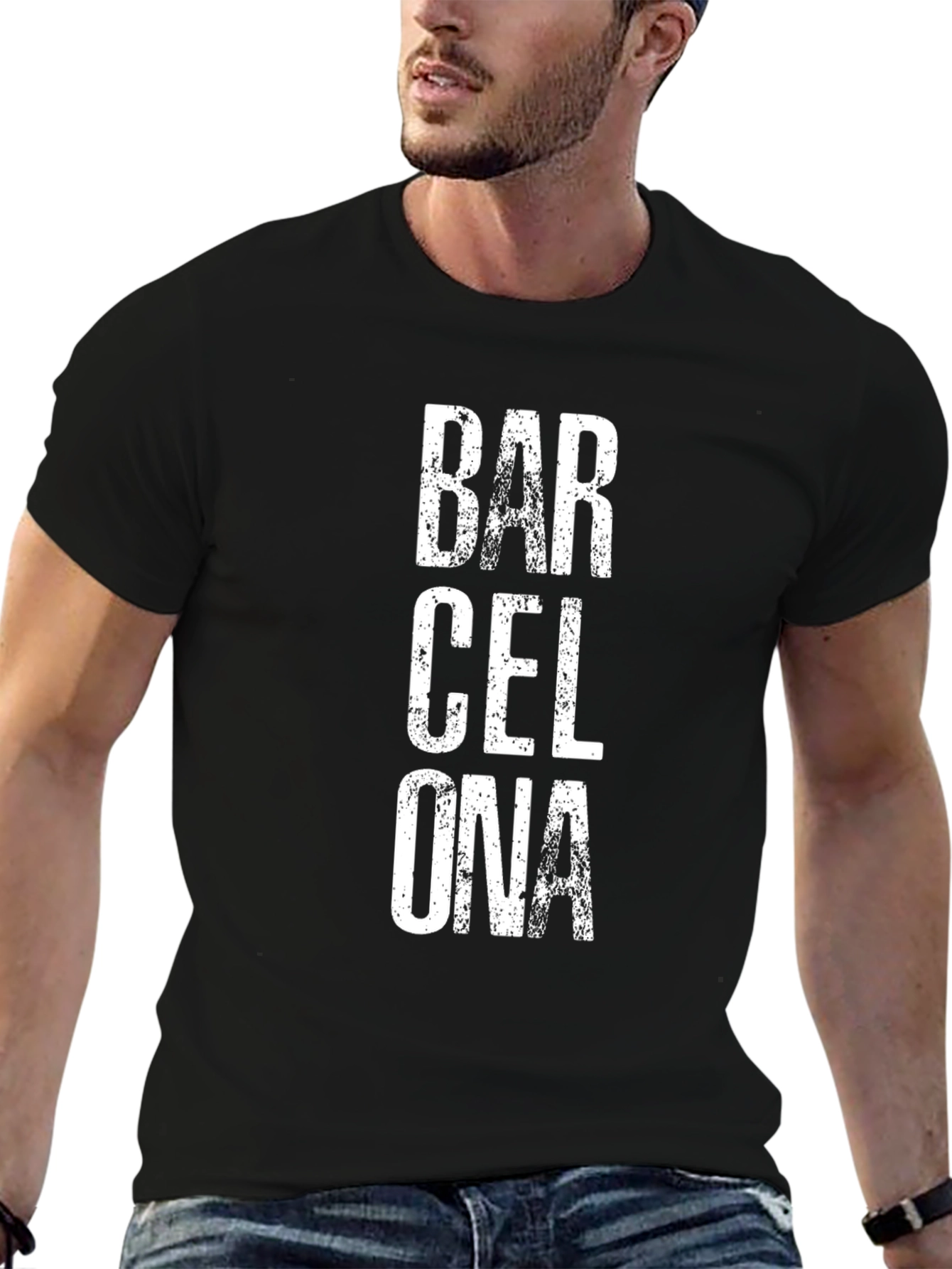 Barcelona Text Graphic T-Shirt - Casual Wear