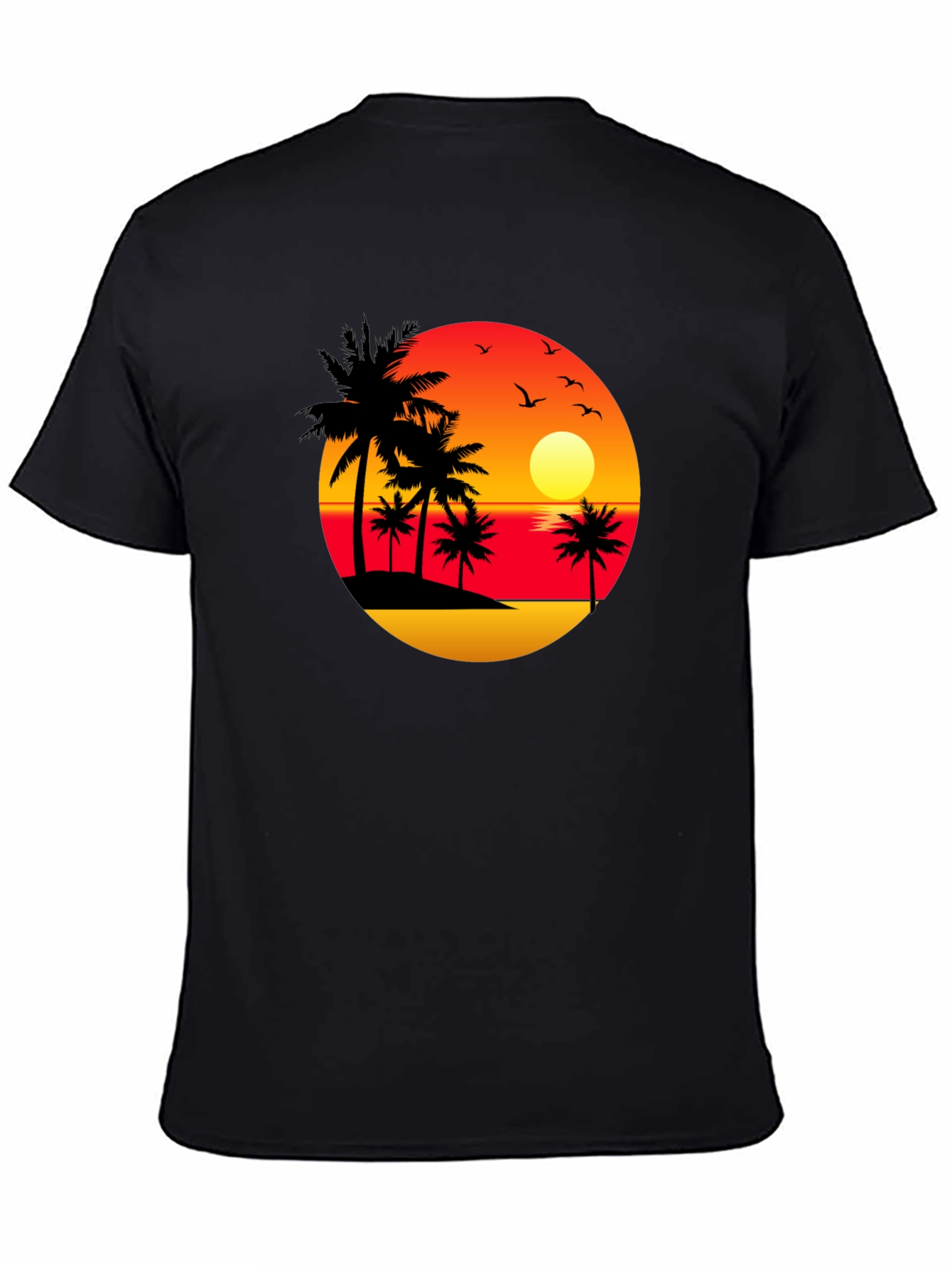 Sunset Palm Tree Black Graphic Tee