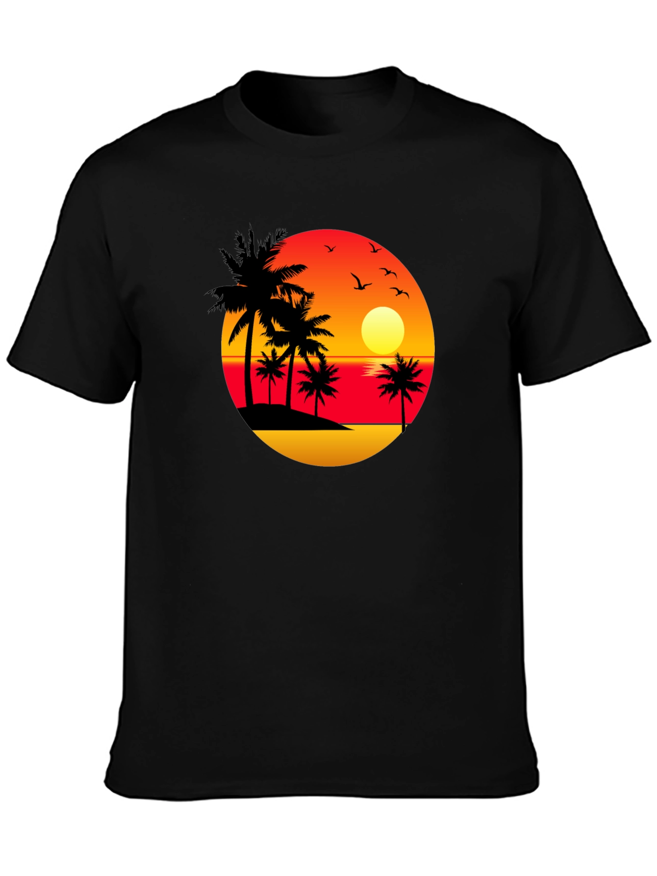 Sunset Palm Tree Black Graphic Tee