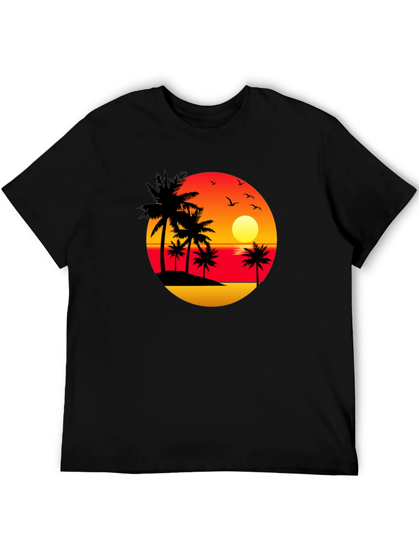 Sunset Palm Tree Black Graphic Tee
