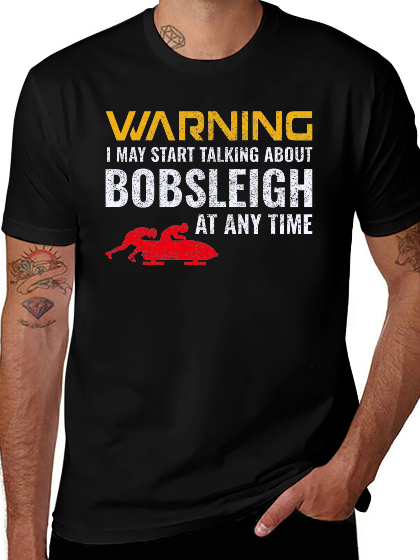 Warning Bobsleigh T-Shirt - Funny Sledding Tee