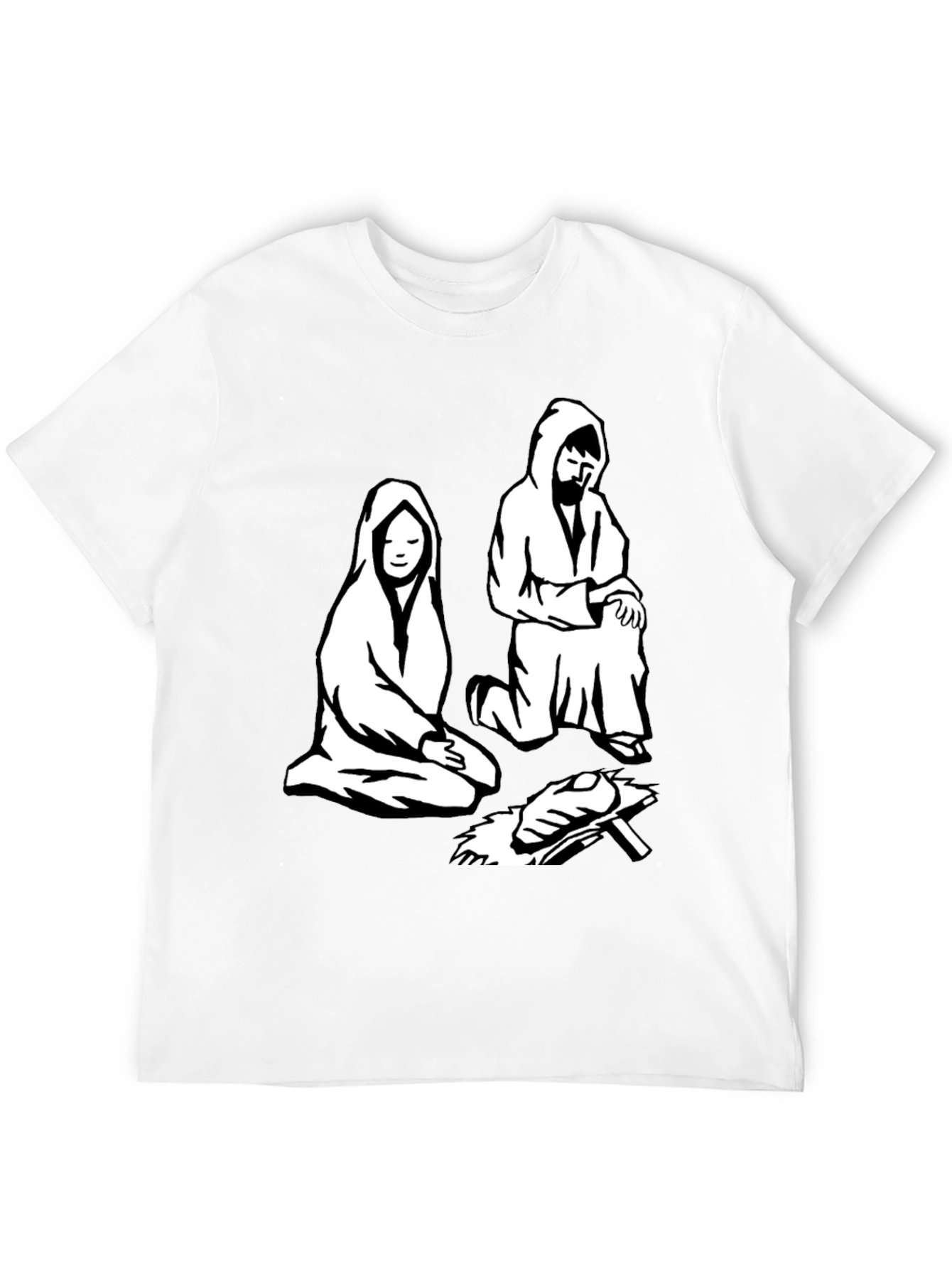 Nativity Scene Graphic Tee - Black Cotton T-Shirt