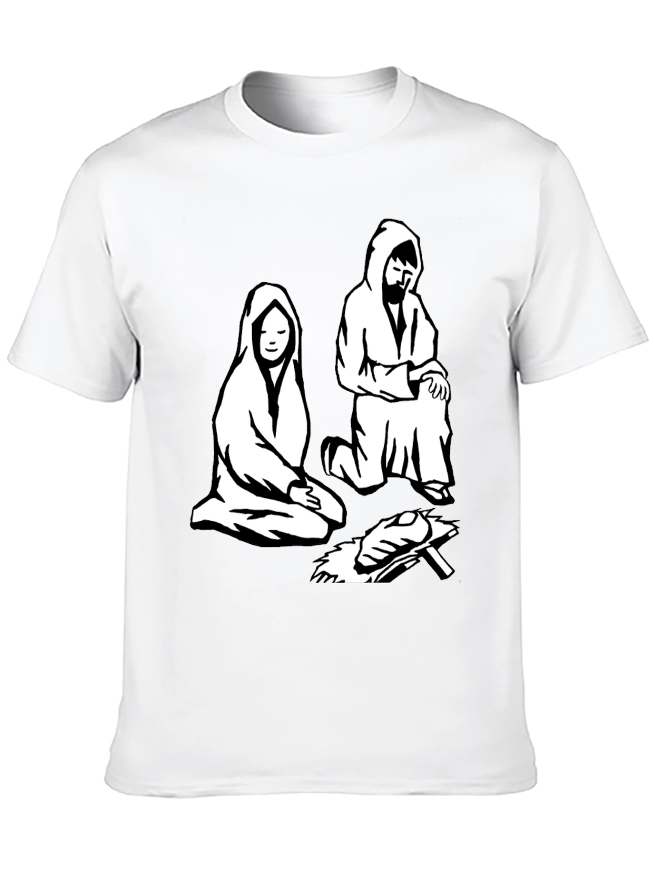 Nativity Scene Graphic Tee - Black Cotton T-Shirt